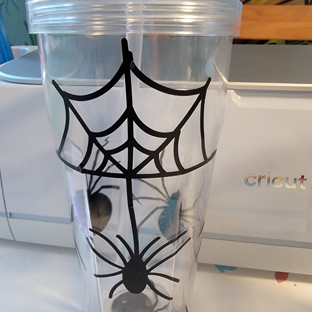 Spider Web Clear Tumbler with Lid